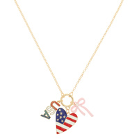 USA HEART CHARM NECKLACE